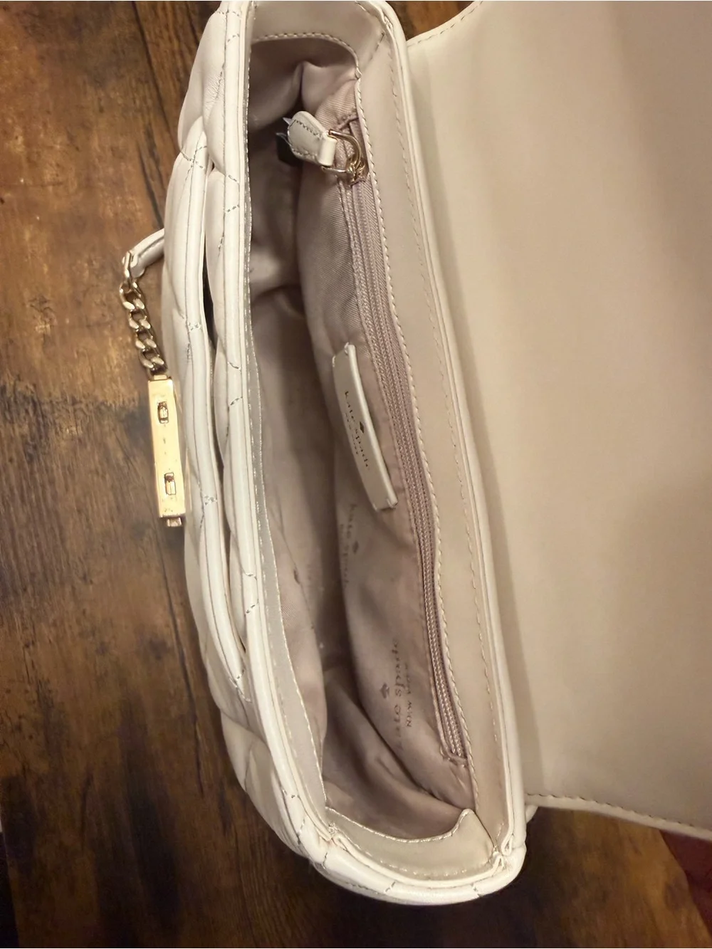 kate spade Quilted White Crossbody Bag with Gold Hardware